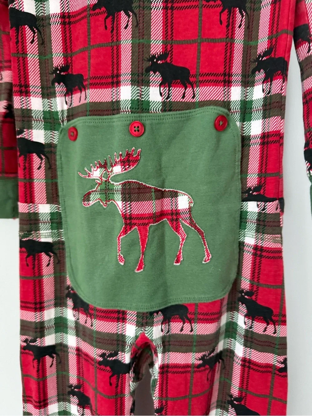 little Blue House Long John Pajamas size 8 Plaid Moose